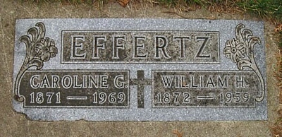 William Harold Effertz and Caroline G. Hermann Gravestone - source: Mrs. Smith - Find a Grave