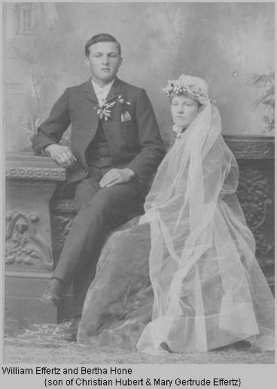 William John Effertz and Bertha Lucy Hohn Wedding Photo - source: Franklin Overby